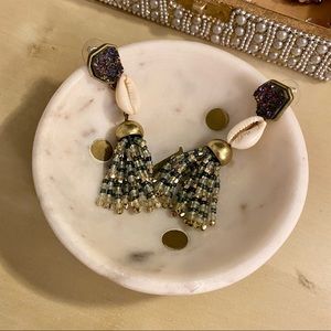BaubleBar Druzy Shell Tassel Earrings